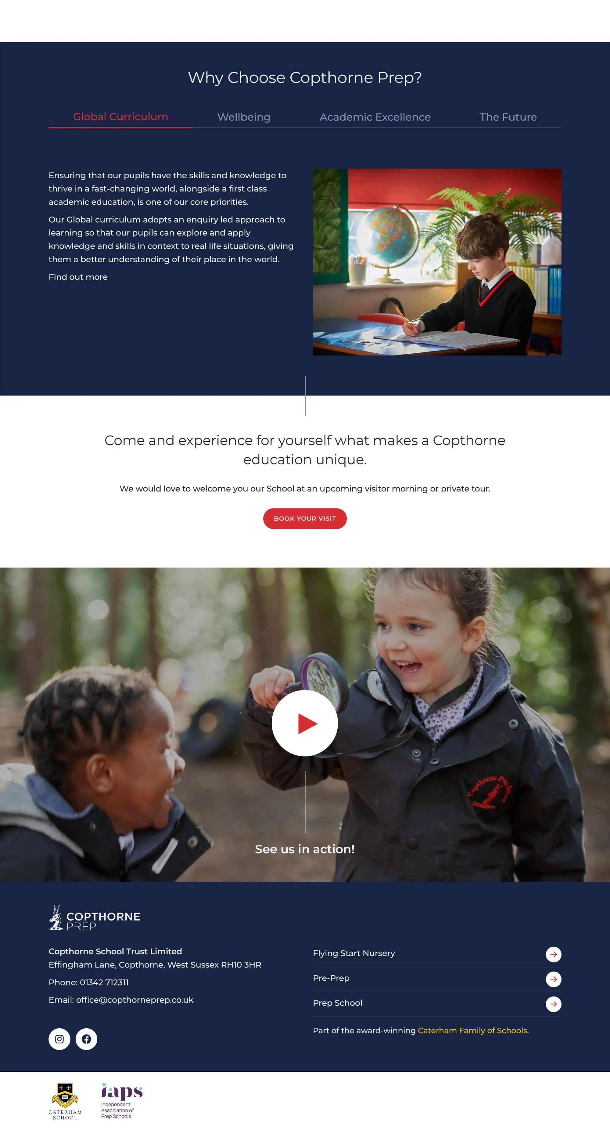 Copthorne Prep School website - home page